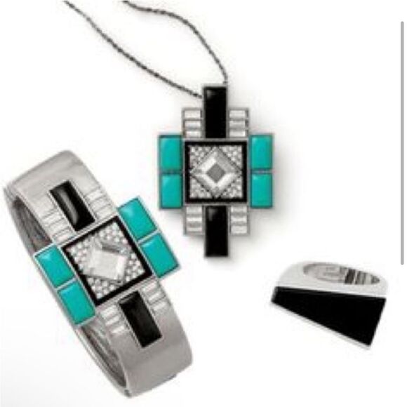 Lia Sophia Art Deco Nouvelle Bangle Hinged Bracelet matte silver NEW - Picture 3 of 10